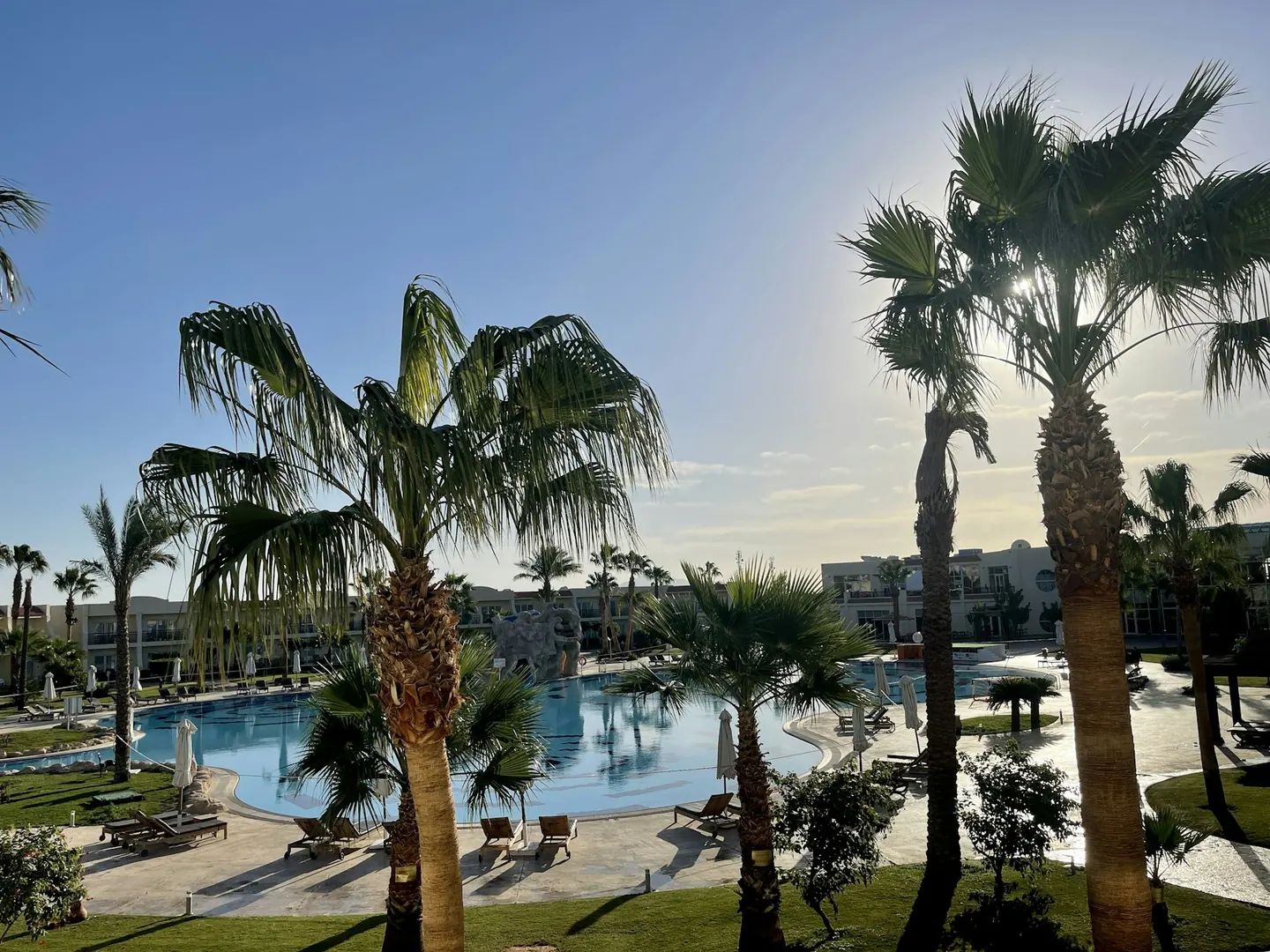 Poolområde vid Hilton Sharks Bay Resort i Sharm el Sheikh.